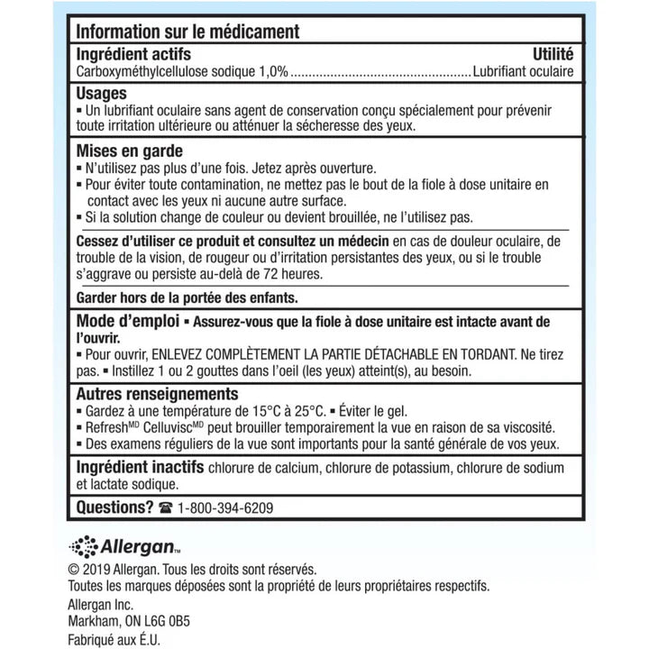 REFRESH® CELLUVISC® : Gouttes Lubrifiantes en Gel pour Sécheresse Oculaire Sévère