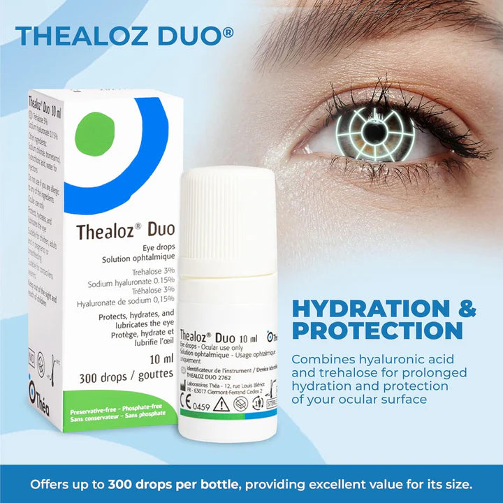THEALOZ® DUO : Gouttes ophtalmiques de protection et de régénération avancées
