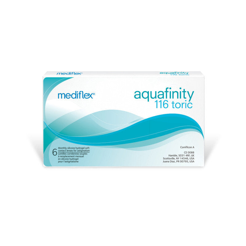 Verres de contact Mediflex Aquafinity 116 Torique (Mensuels — Boîte de 6)