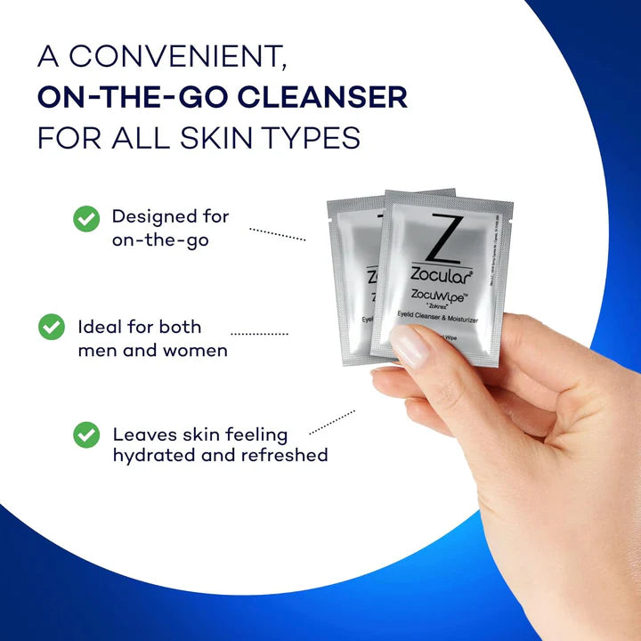 ZOCUWIPE™ : Lingettes nettoyantes et apaisantes pour les paupières