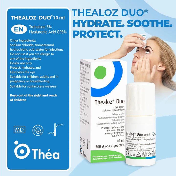 THEALOZ® DUO : Gouttes ophtalmiques de protection et de régénération avancées