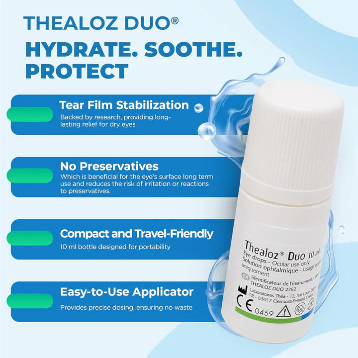 THEALOZ® DUO : Gouttes ophtalmiques de protection et de régénération avancées